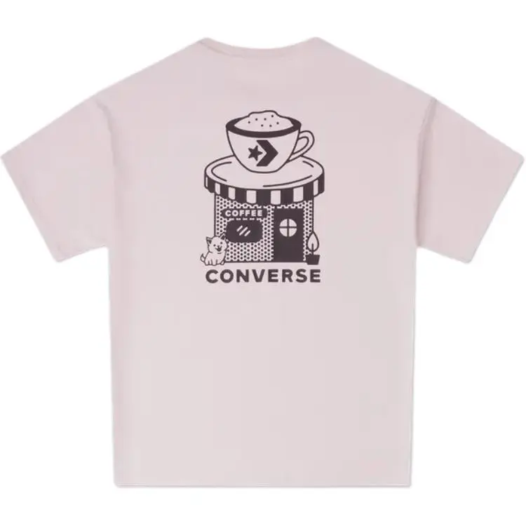 Converse T-Shirts Men's Pink Crew Neck Moderate Straight Fit