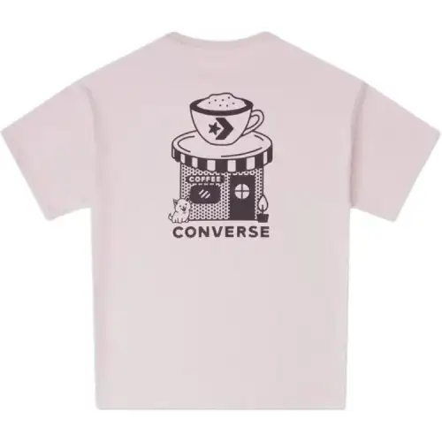 Converse T Shirts Men's Pink Crew Neck Moderate Straight Fit
