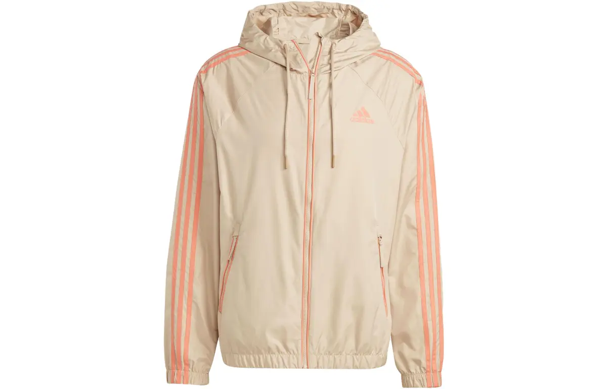 Adidas Jackets Men's Beige Hooded (Non-detachable) Moderate Straight Fit