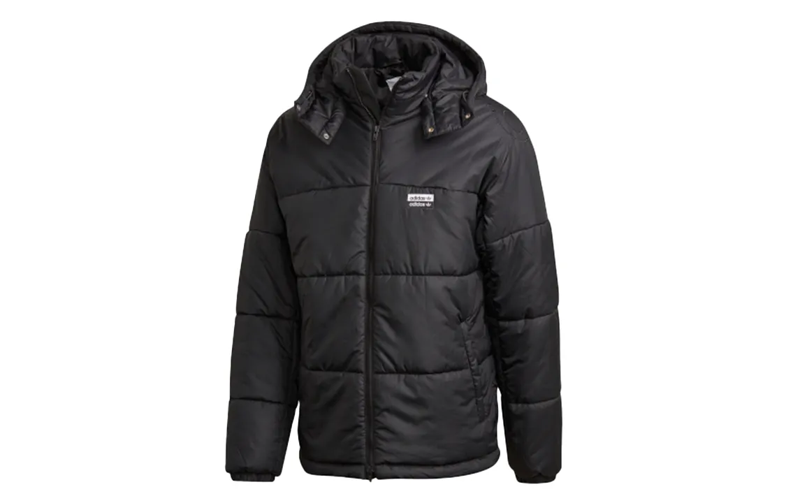 Adidas Originals RYV Puffer Jackets Men's Black Detachable Hood Thickened Other