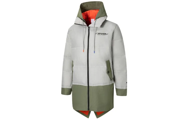 PUMA X ATTEMPT Puffer Jackets Men's Lime Gray Hooded Moderate Other