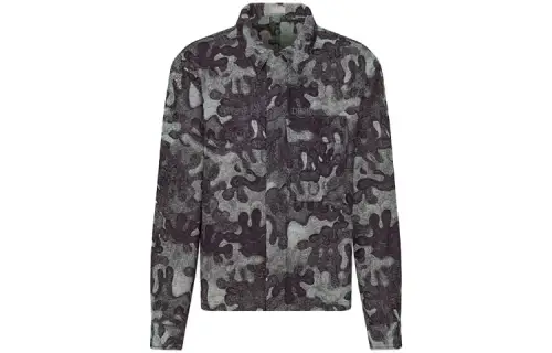 DIOR X Peter Doig Logo Embroidery Camouflage Jacquard Denim Long Sleeve Shirt Jacket