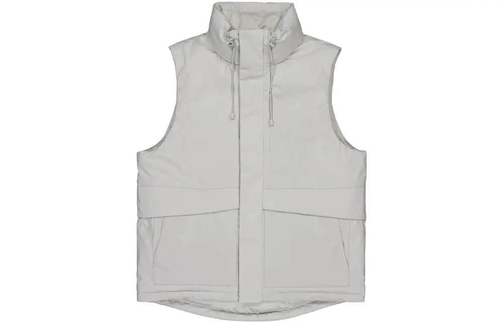 New Balance Down Vests Men's Gray Stand Collar Moderate Straight Fit