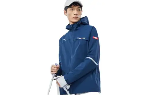 ANTA Windbreaker Jackets Men's Bright Moon Blue Hooded Moderate