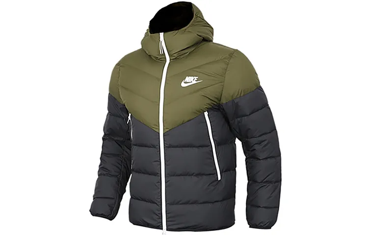 Nike Down Jackets Men's Green Black Multicolor Hooded Moderate Other