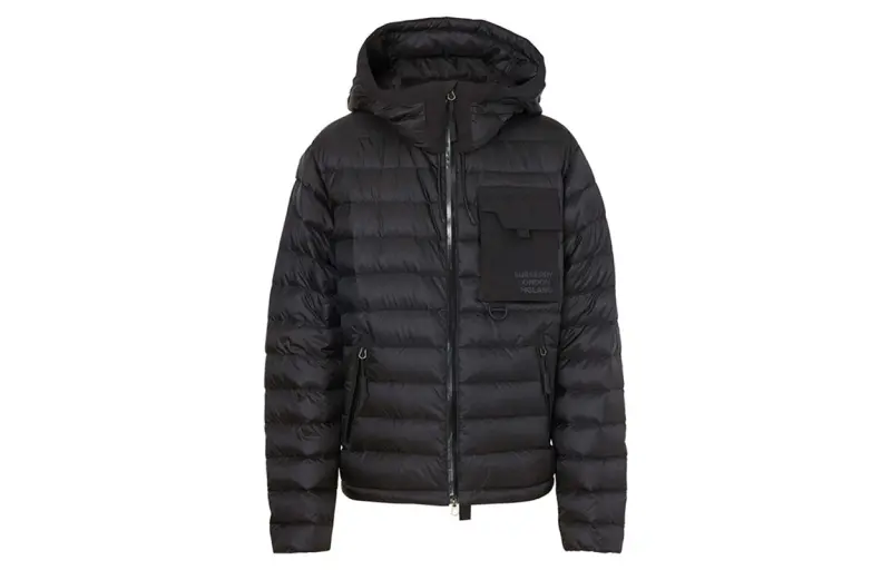 Burberry Comfortable Solid Color Hooded Down Jacket Men's Black