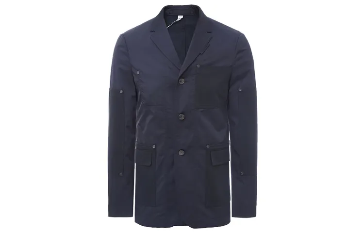 Burberry Business Suits Men's Dark Blue Suit Collar Moderate Straight Fit