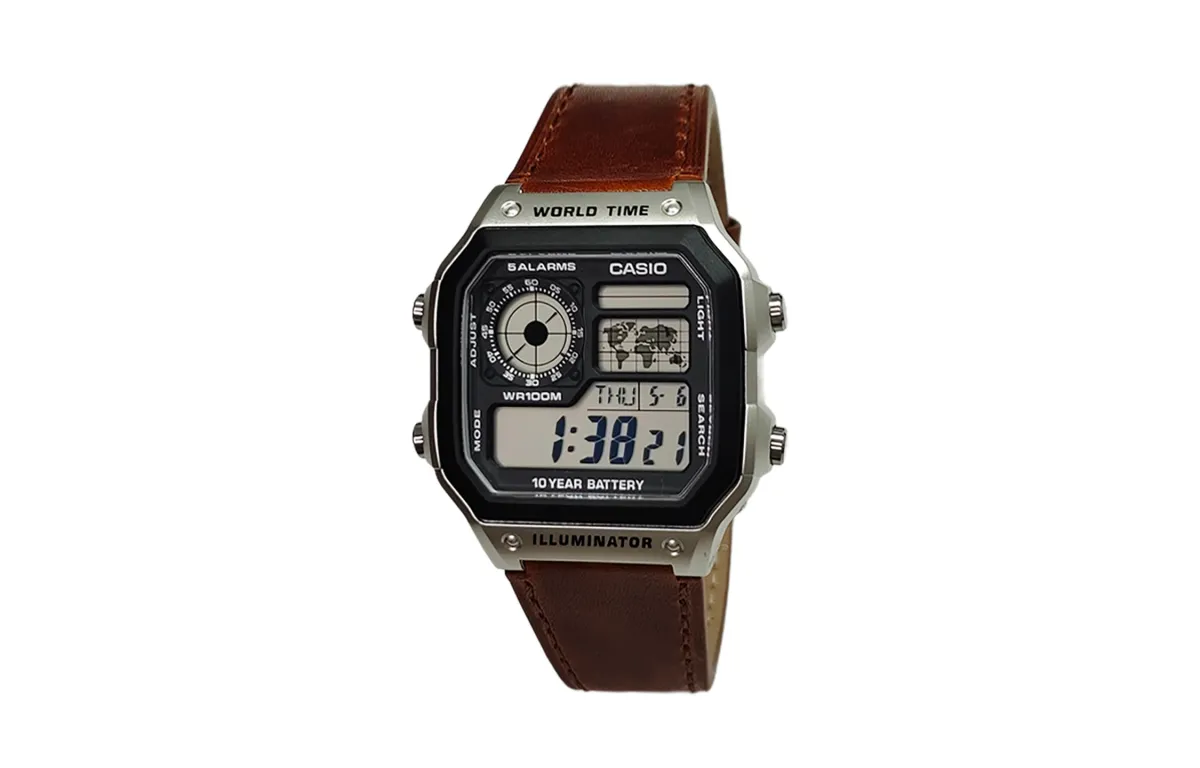 CASIO Custom Collection Quartz Movement Cow Leather Strap Watch Men's Watches Black Dial
