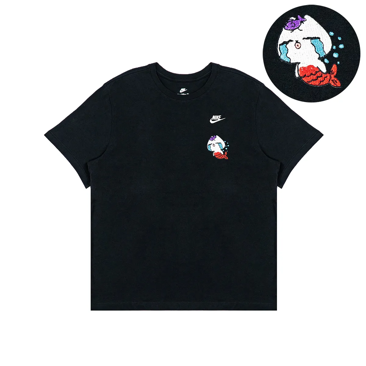 Nike T Shirts Unisex Black Crew Neck Moderate Straight Fit