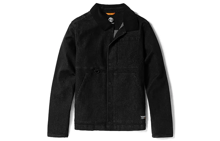 Timberland Denim Jackets Men's Black Lapel Moderate Straight Fit