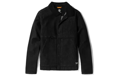 Timberland Denim Jackets Men's Black Lapel Moderate Straight Fit