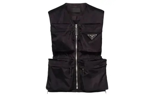 PRADA Vests Men's Black V Neck Moderate Other