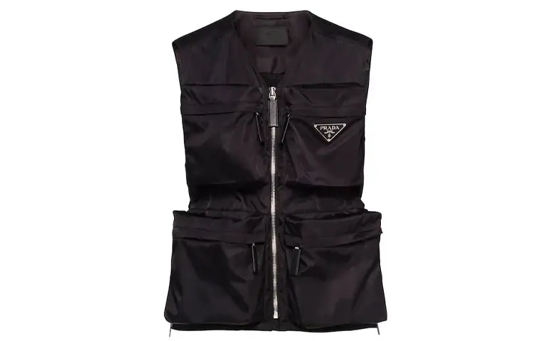 PRADA Vests Men's Black V Neck Moderate Other