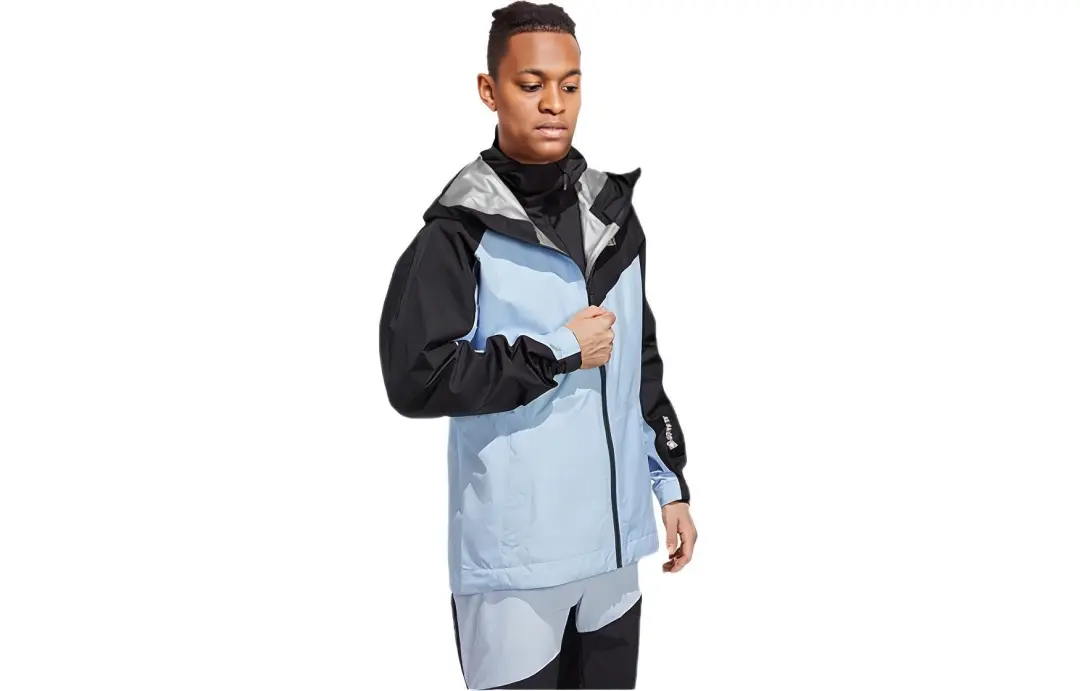 Adidas Hiking Waterproof And Windproof Windbreaker Jacket Men's Light Pink Blue/Black