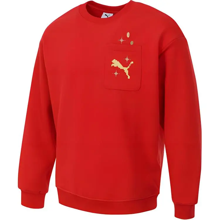 PUMA Sweatshirts Men's Red Crew Neck Moderate Other