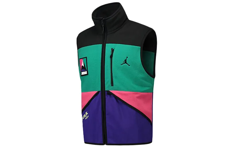 Jordan Vests Men's Black, Green & Purple Multicolor Stand Collar Moderate Urban Techwear