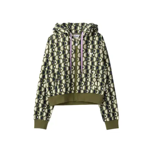 FILA Sweatshirts Unisex Khaki Hooded Moderate Cardigan