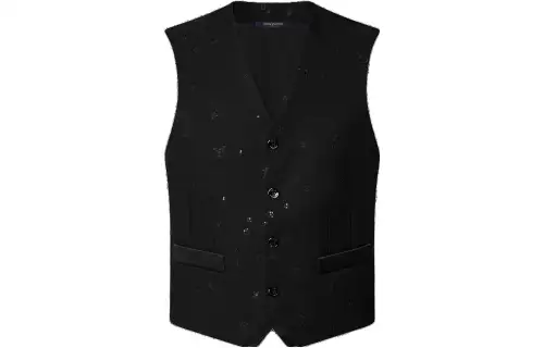 LOUIS VUITTON Vests Men's Black V Neck Moderate Other
