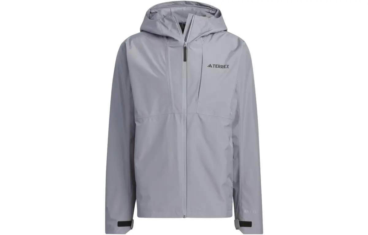 Adidas Waterproof, Windproof, And Breathable Windbreaker Jacket Men's Light Gray