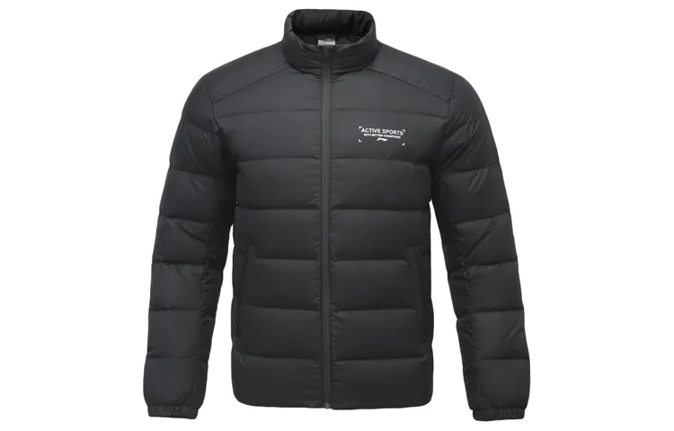 Li Ning Down Jackets Men's Black Stand Collar Thickened