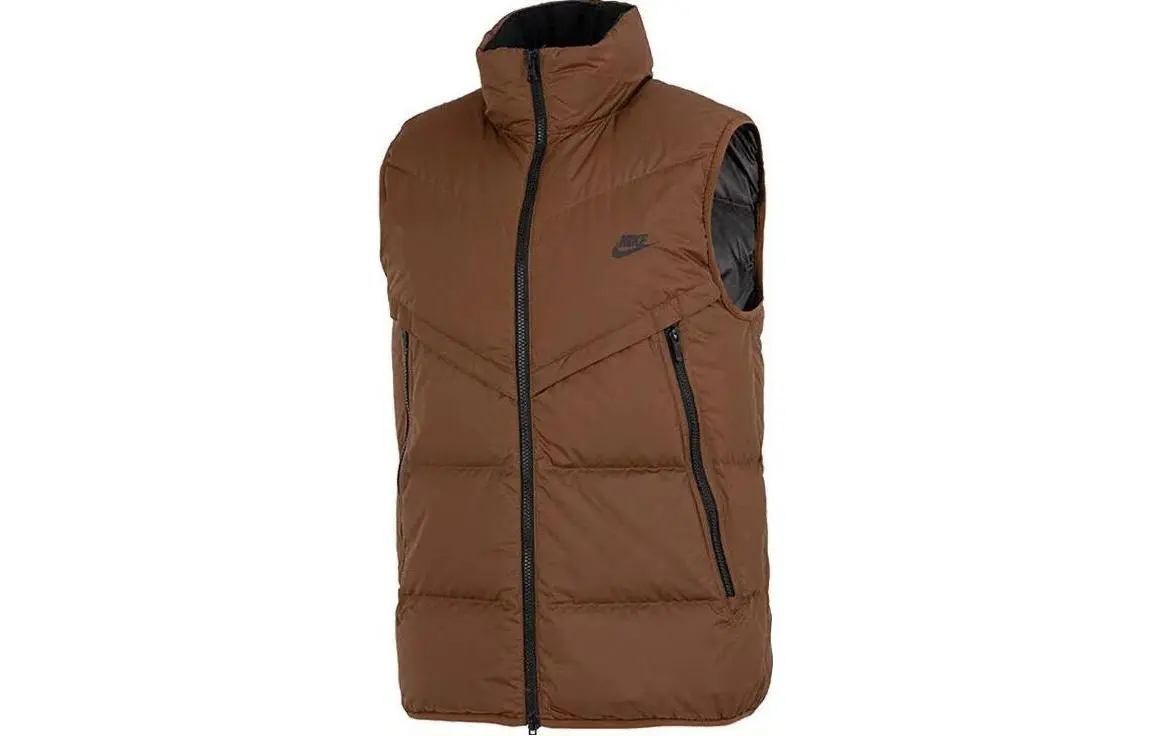 Nike Down Vests Men's Brown Stand Collar Moderate