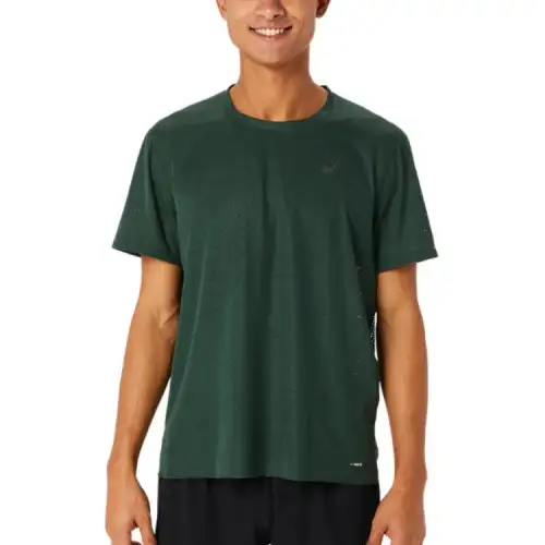 ASICS T Shirts Men's Green Crew Neck Moderate