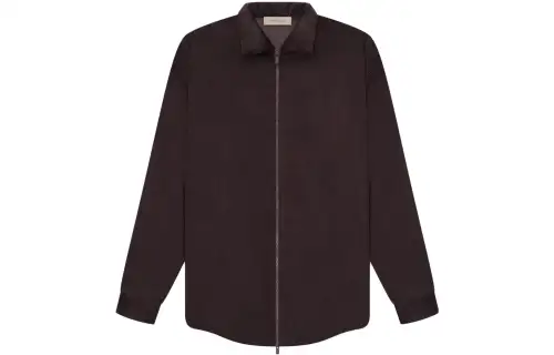Fear of God Essentials SS23 solid color zipper corduroy plus velvet lapel shirt American heavy jacket men's plum purple