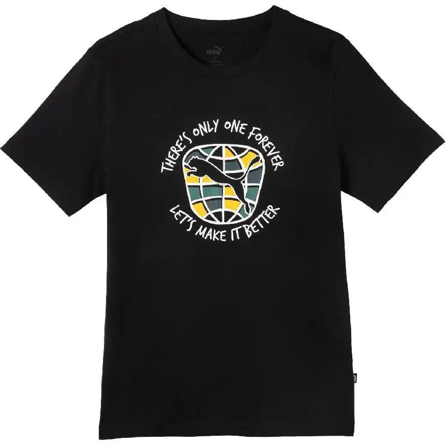 PUMA T-Shirts Men's Black Crew Neck Moderate