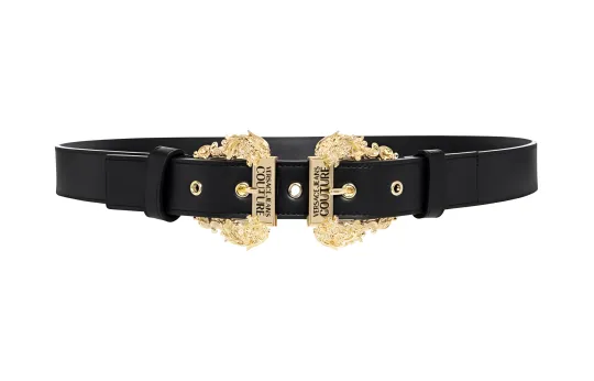 VERSACE Logo Engraved Double-Buckle Belt