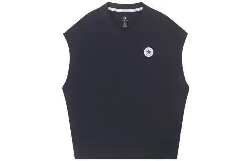 Converse Vests Men's Black V Neck Moderate Knitted Fabric