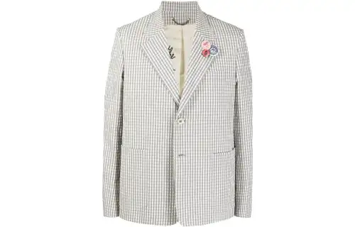 gingham-check single-breasted blazer