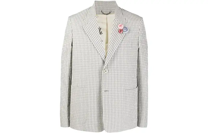 gingham-check single-breasted blazer