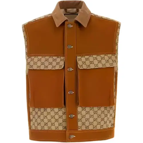 GUCCI Cotton Canvas Gg Supreme Gilet