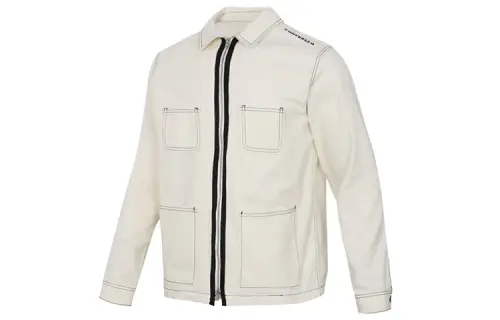 Converse Denim Jackets Unisex Milk White Lapel Moderate Straight Fit