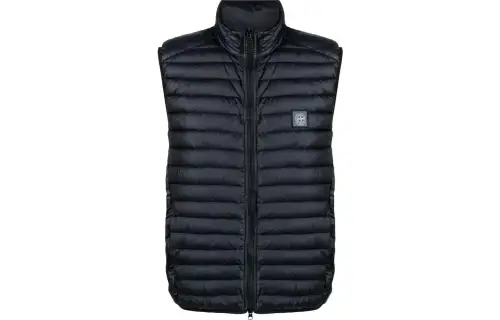 STONE ISLAND Vests Men's Marine Blue Stand Collar Moderate Other