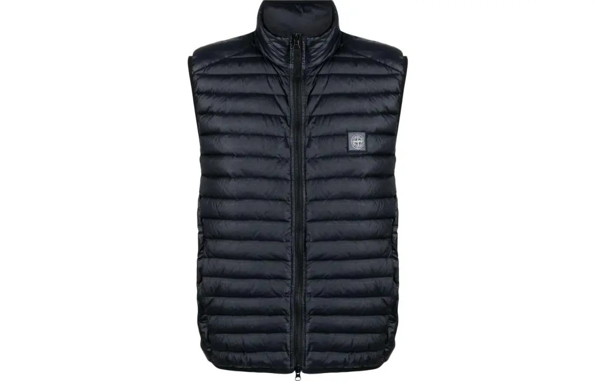 STONE ISLAND Vests Men's Marine Blue Stand Collar Moderate Other