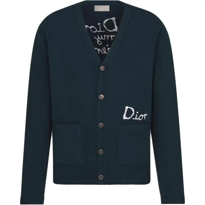 DIOR Homme Logo Intarsia Knit Cardigan