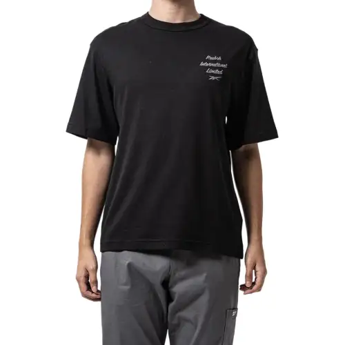 Reebok T Shirts Unisex Black Crew Neck Moderate