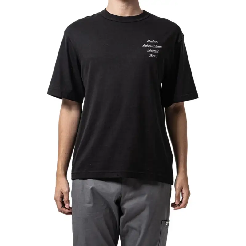 Reebok T Shirts Unisex Black Crew Neck Moderate