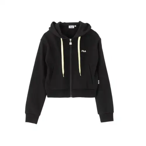 FILA Sweatshirts Unisex Black Hooded Moderate Cardigan