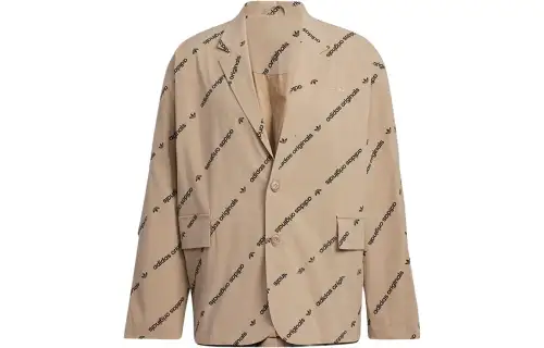 adidas originals Unisex Allover Logo Print Single-Breasted Suit Brown