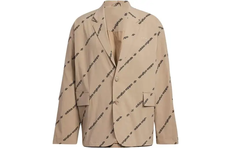 adidas originals Unisex Allover Logo Print Single-Breasted Suit Brown