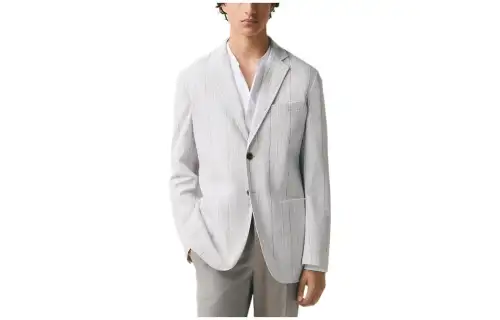HERMES Business Suits Men's Stone Gray Suit Collar Moderate Business Suit