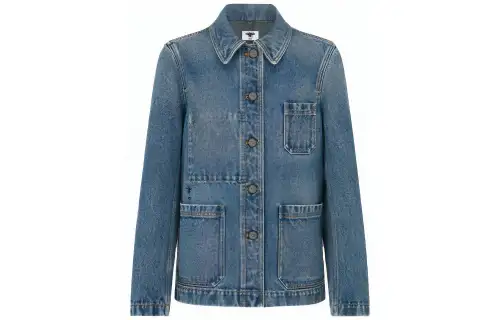 DIOR Quarterly New Products Denim Jackets Unisex Blue Lapel Moderate Straight Fit