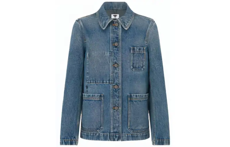 DIOR Quarterly New Products Denim Jackets Unisex Blue Lapel Moderate Straight Fit