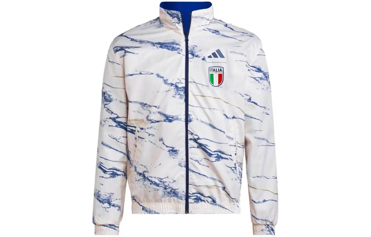 Adidas Jackets Men's Blue With White Lettering Stand Collar Moderate Other