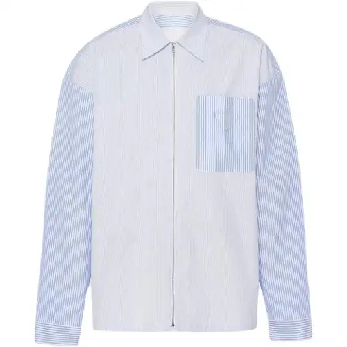PRADA Technical Cotton Shirt Men's Blue