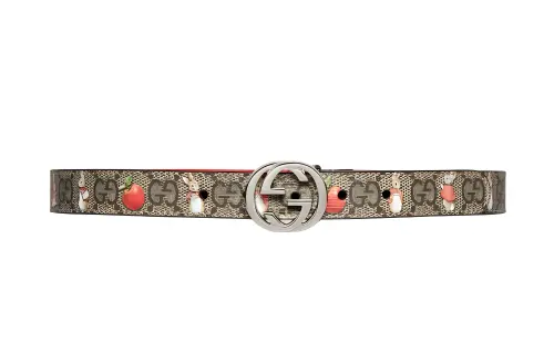 GUCCI Interlocking G Canvas Leather Belts Kids' Multicolor Width 2cm
