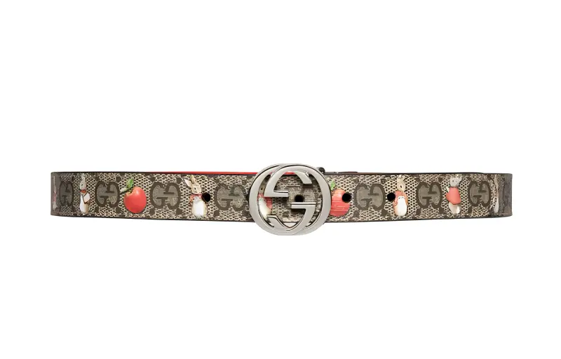 GUCCI Interlocking G Canvas Leather Belts Kids' Multicolor Width 2cm
