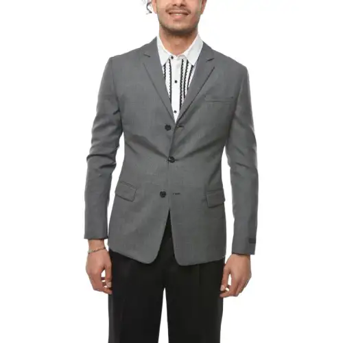 PRADA Jackets Men's Gray V Neck Moderate Other